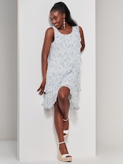Jolie Moi White Frill Chiffon Mini Swing Dress - Image 4 of 6
