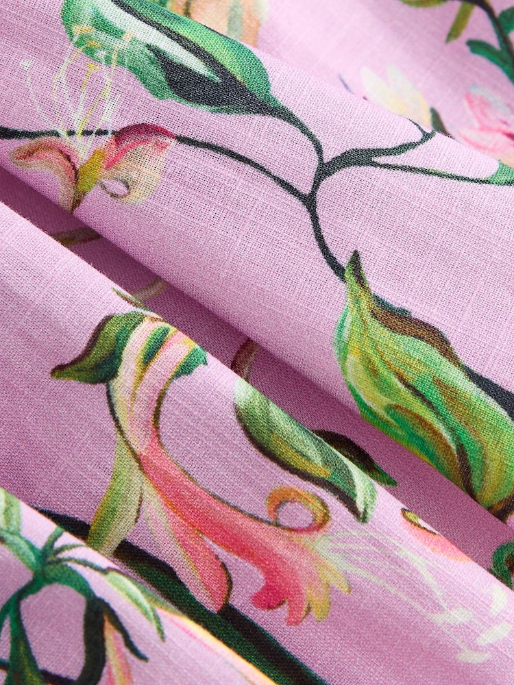 Lilac Purple Floral Print Skirt 100% Cotton Dress (3-12yrs) - Image 6 of 7