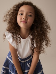 Blue Embroidered 100% Cotton Skirt Dress (3-12yrs) - Image 4 of 8