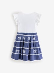 Blue Embroidered 100% Cotton Skirt Dress (3-12yrs) - Image 6 of 8