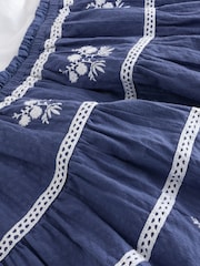 Blue Embroidered 100% Cotton Skirt Dress (3-12yrs) - Image 8 of 8