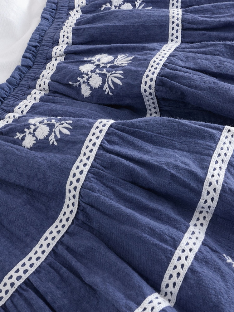 Blue Embroidered 100% Cotton Skirt Dress (3-12yrs) - Image 8 of 8