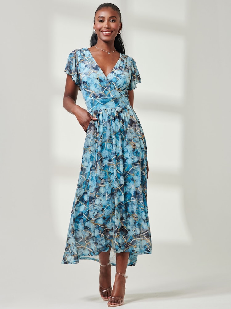 Blau - Jolie Moi Maxi-Wickelkleid aus Netzstoff mit Stufensaum - Bild 6 von 6 Blau - Jolie Moi Maxi-Wickelkleid aus Netzstoff mit Stufensaum - Bild 6 von 6