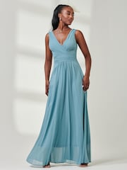 Шифоновое платье макси с плиссированным лифом Jolie Moi - Image 4 of 6