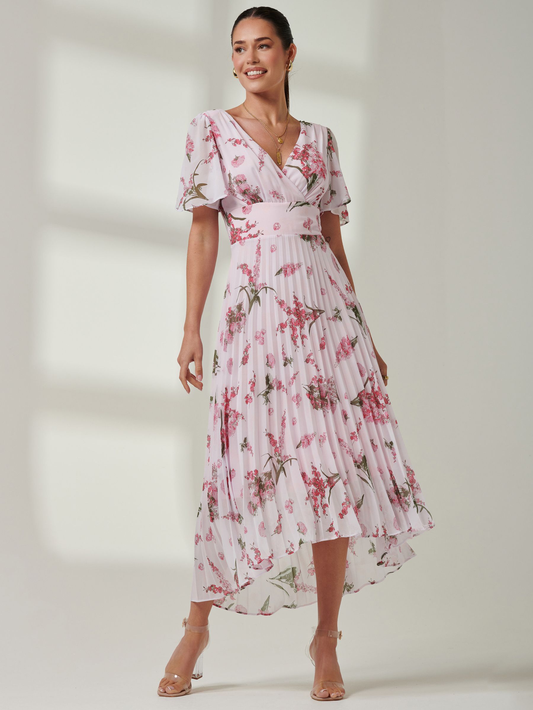 Rusty Rose Chiffon Dress - Pleated Maxi Dress - Chiffon Maxi