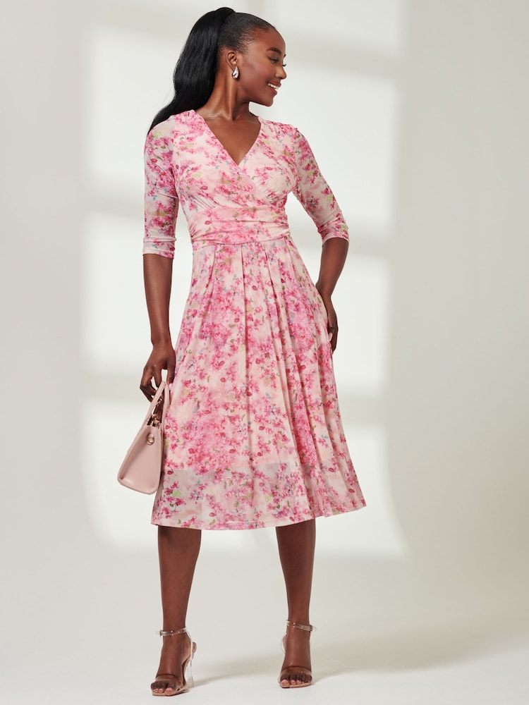 Jolie Moi Brisa Mesh 3/4 Sleeve Midi Dress - Imagen 1 de 6 Jolie Moi Brisa Mesh 3/4 Sleeve Midi Dress - Imagen 1 de 6