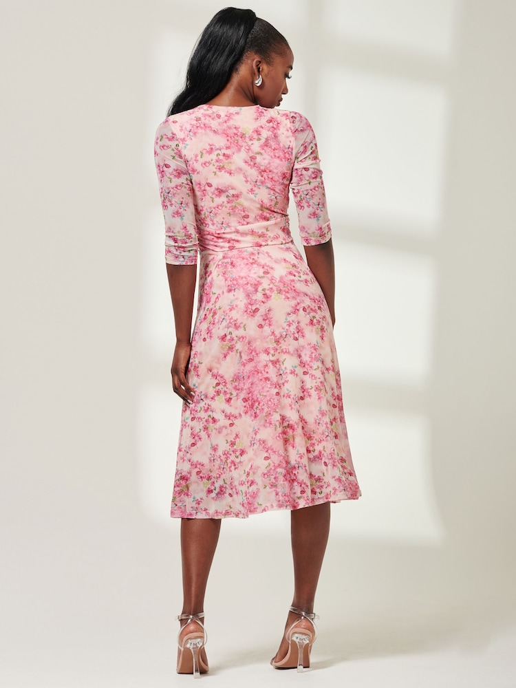 Jolie Moi Brisa Mesh 3/4 Sleeve Midi Dress - Imagen 2 de 6 Jolie Moi Brisa Mesh 3/4 Sleeve Midi Dress - Imagen 2 de 6