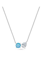 Beaverbrooks Sterling Silver Cubic Zirconia Opal Necklace - Image 1 of 4