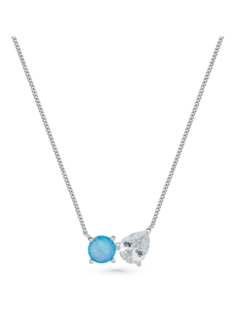 Beaverbrooks Sterling Silver Cubic Zirconia Opal Necklace - Image 1 of 4