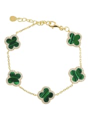 Beaverbrooks Cubic Zirconia Malachite Clover Bracelet - Image 1 of 5
