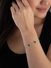 Beaverbrooks Cubic Zirconia Malachite Clover Bracelet - Image 5 of 5