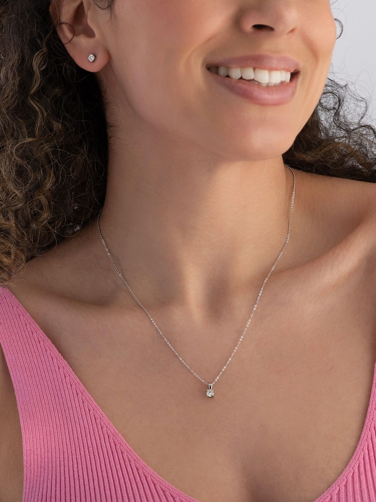 Beaverbrooks Platinum Diamond Pendant and Earrings Set - Image 2 of 3
