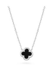 Beaverbrooks Cubic Zirconia Onyx Clover Necklace - Image 1 of 4