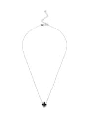 Beaverbrooks Cubic Zirconia Onyx Clover Necklace - Image 2 of 4