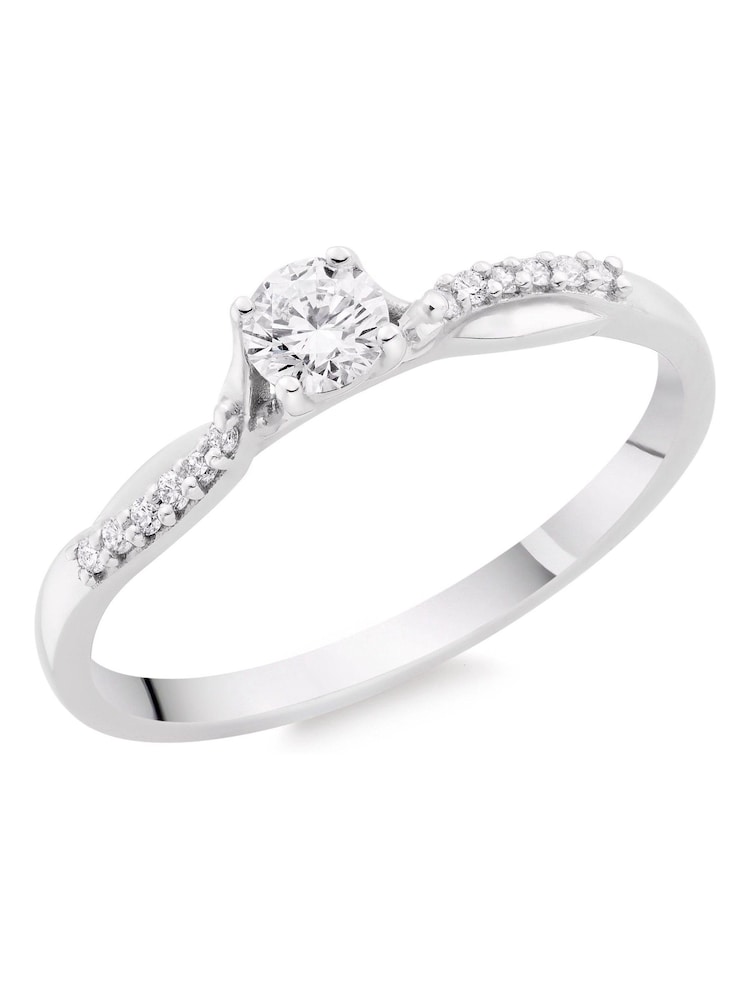 Beaverbrooks 9ct White Gold Solitaire Ring - Image 1 of 3