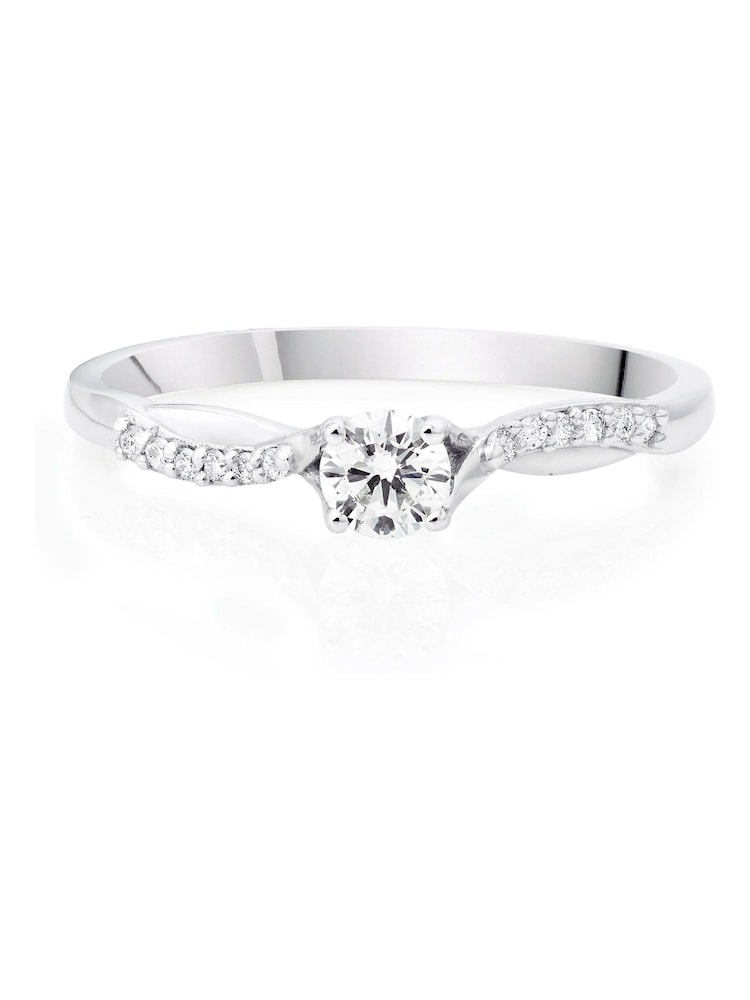 Beaverbrooks 9ct White Gold Solitaire Ring - Image 2 of 3