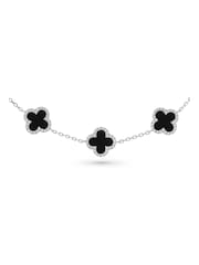 Beaverbrooks Sterling Silver Cubic Zirconia Onyx Clover Black Bracelet - Image 2 of 5