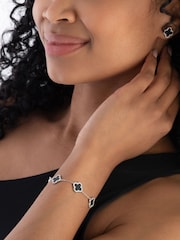 Beaverbrooks Sterling Silver Cubic Zirconia Onyx Clover Black Bracelet - Image 3 of 5