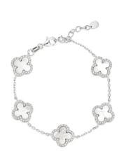 Beaverbrooks Sterling Silver Mother of Pearl Clover White Bracelet - Image 1 of 5