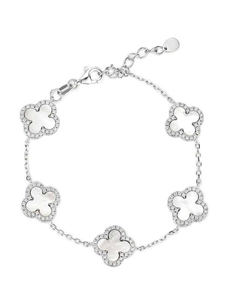 Beaverbrooks Sterling Silver Mother of Pearl Clover White Bracelet - Image 1 of 5