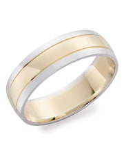 Beaverbrooks 9ct Yellow and White Gold Men’s Wedding Ring - Image 1 of 5