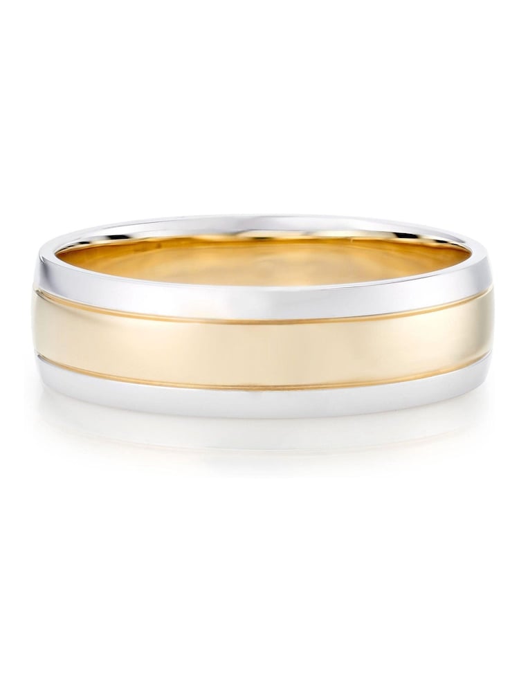Beaverbrooks 9ct Yellow and White Gold Men’s Wedding Ring - Image 2 of 5