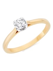 Beaverbrooks 9ct Yellow Gold and White Gold Diamond Solitaire Ring - Image 1 of 5
