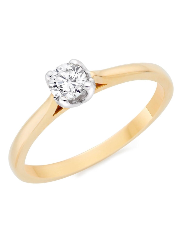 Beaverbrooks 9ct Yellow Gold and White Gold Diamond Solitaire Ring - Image 1 of 5