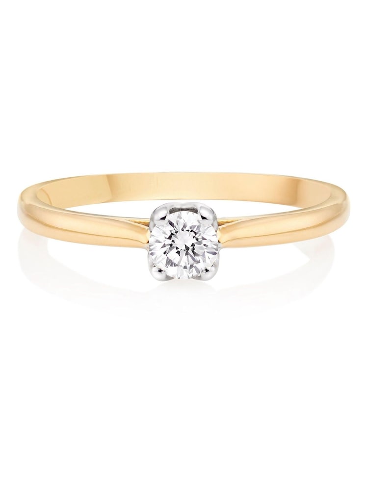 Beaverbrooks 9ct Yellow Gold and White Gold Diamond Solitaire Ring - Image 2 of 5