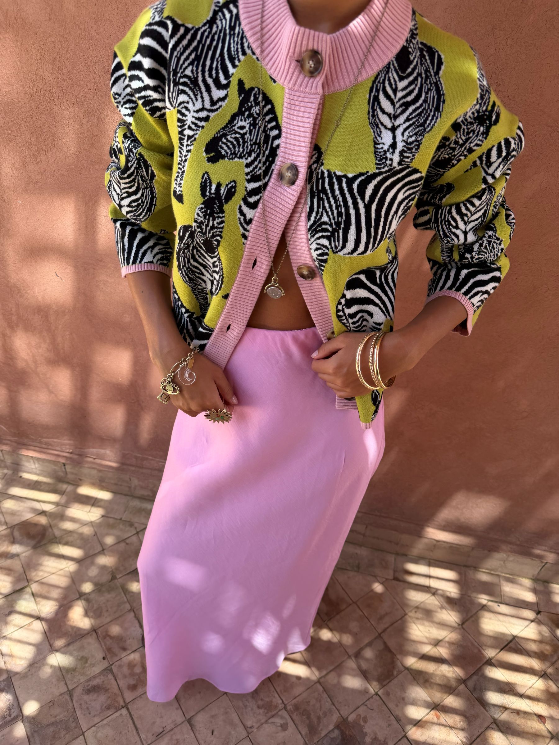 Buy Never Fully Dressed Green Zebra Jacquard Zizi Cardigan from