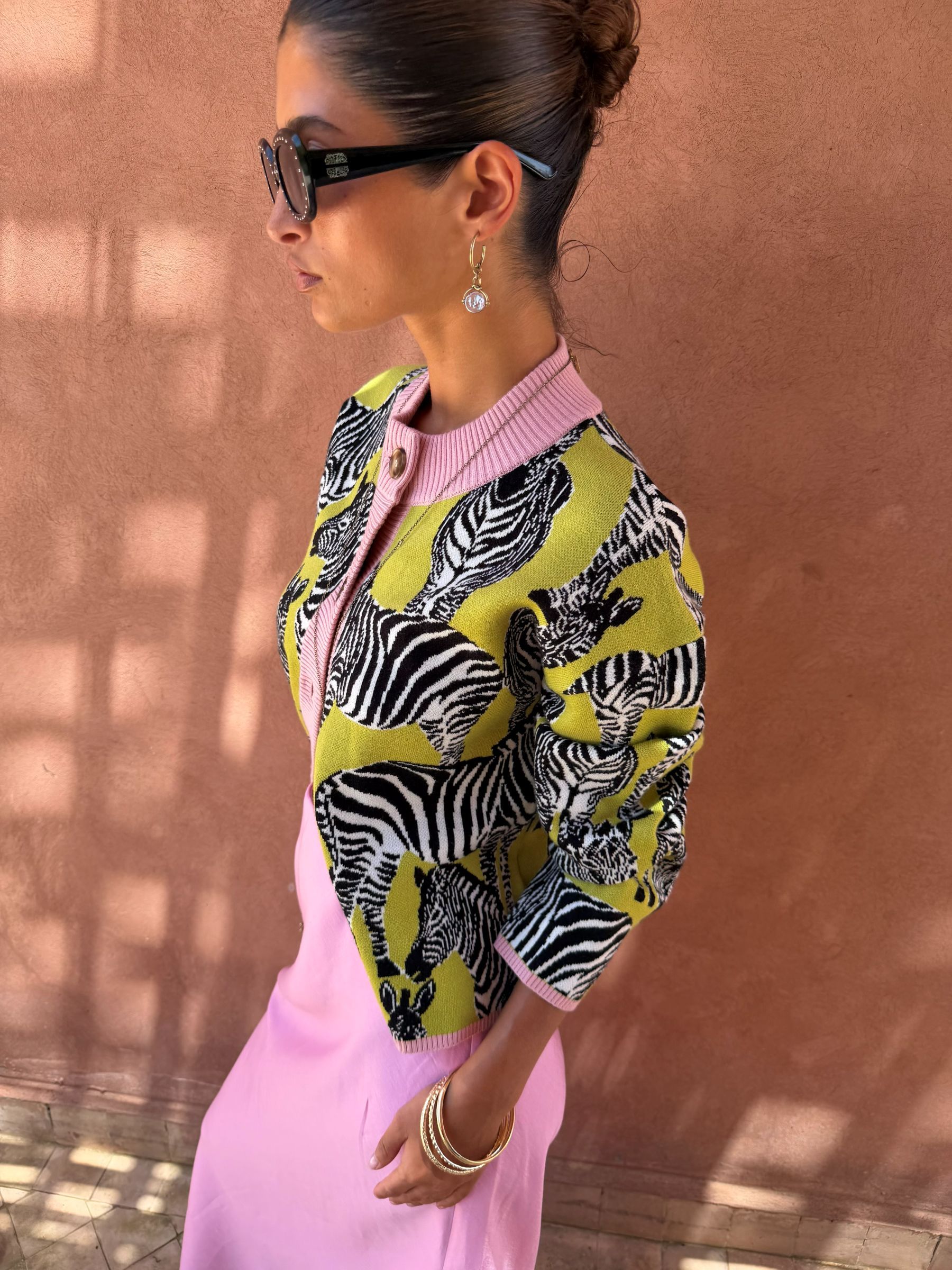 Buy Never Fully Dressed Green Zebra Jacquard Zizi Cardigan from
