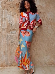 Never Fully Dressed Blue Dorris Skirt in Dolce Vita Print - Image 1 of 4