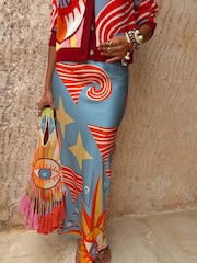 Never Fully Dressed Blue Dorris Skirt in Dolce Vita Print - Image 2 of 4