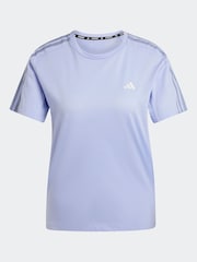 adidas Purple Own The Run 3-Stripe T-Shirt - Image 6 of 6