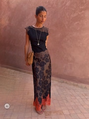 Never Fully Dressed Brown Lace Jersey Top - Image 2 of 6