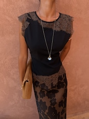 Never Fully Dressed Brown Lace Jersey Top - Image 4 of 6