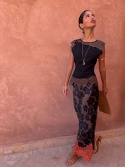Never Fully Dressed Brown Lace Jersey Top - Image 5 of 6