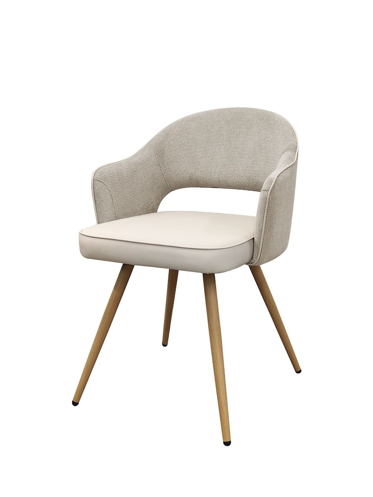 Bentley Designs Beige Ivory Hanson Fabric and Faux Leather Dining Chair - Image 1 of 5 Bentley Designs Beige Ivory Hanson Fabric and Faux Leather Dining Chair - Image 1 of 5