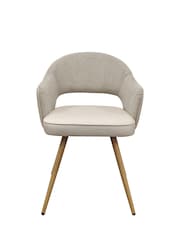 Bentley Designs Beige  Ivory Hanson Fabric and Faux Leather Dining Chair - Image 2 of 5
