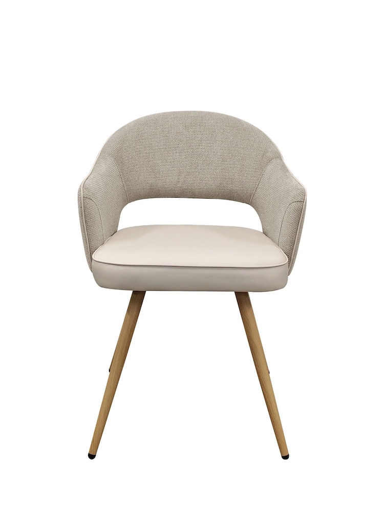 Bentley Designs Beige Ivory Hanson Fabric and Faux Leather Dining Chair - Image 2 of 5 Bentley Designs Beige Ivory Hanson Fabric and Faux Leather Dining Chair - Image 2 of 5