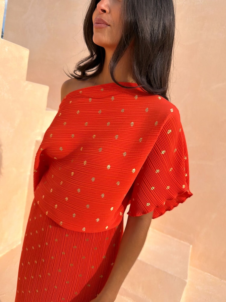 Never Fully Dressed Red Tilly Plisse Dress - Image 2 of 5 Never Fully Dressed Red Tilly Plisse Dress - Image 2 of 5
