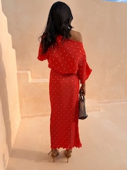 Never Fully Dressed Red Tilly Plisse Dress - Image 5 of 5