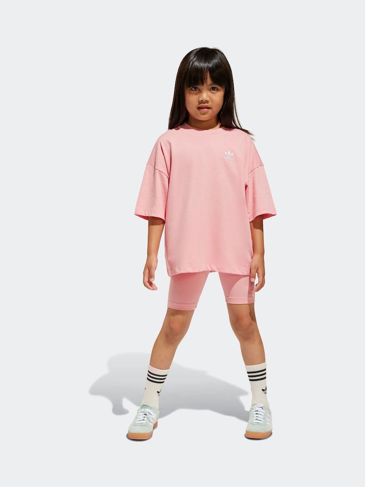 adidas originals Pink Small Logo 100% Cotton Top and Short Set - Image 1 of 8