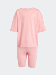 adidas originals Pink Small Logo 100% Cotton Top and Short Set - Image 6 of 8