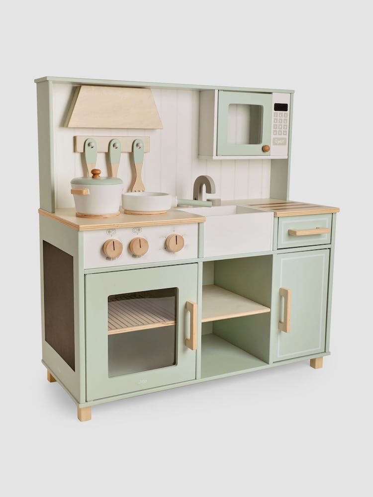 JoJo Maman Bébé Sage Green Henley Wooden Play Kitchen - Image 1 of 9
