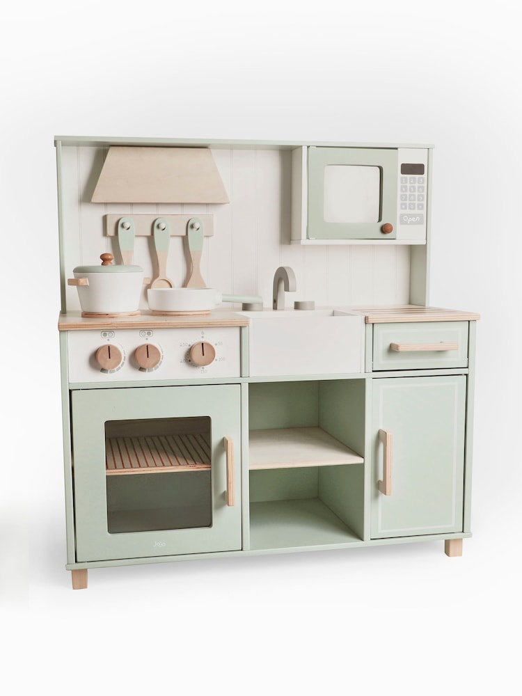 JoJo Maman Bébé Sage Green Henley Wooden Play Kitchen - Image 2 of 9