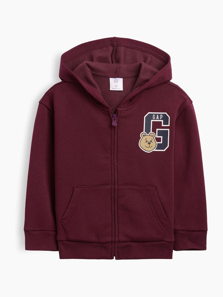 Gap Burgundy Relaxed Logo Zip-Up Hoodie (6mths-5yrs) - Image 2 of 4 Gap Burgundy Relaxed Logo Zip-Up Hoodie (6mths-5yrs) - Image 2 of 4