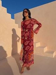 Never Fully Dressed Red Dolce Vita Mesh Dress - Image 1 of 5