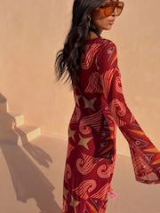 Never Fully Dressed Red Dolce Vita Mesh Dress - Image 3 of 5