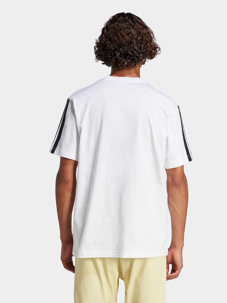 adidas White Essentials 3-Stripes Single 100% Cotton Jersey T-Shirt - Image 2 of 6